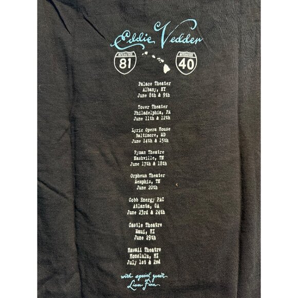 NWOT Eddie Vedder 2011 Tour Dates Tee Size S - Picture 4 of 4